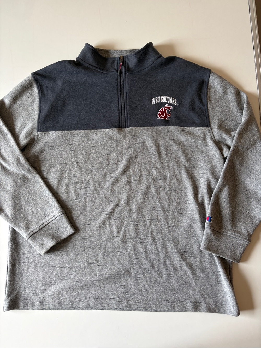 Champion Men’s Washington State University WSU Cougars ¼ Zip Grey Pullover XL